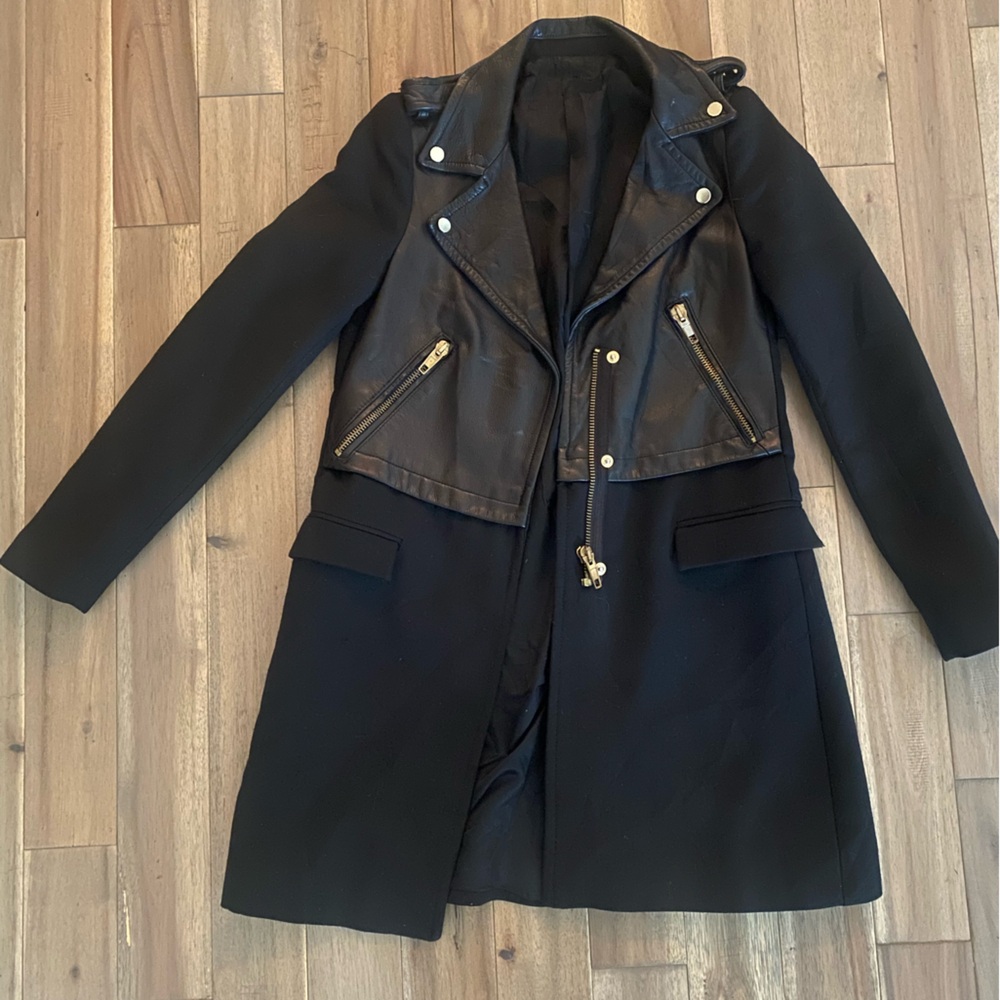 Chic Black Leather-Accented Jacket